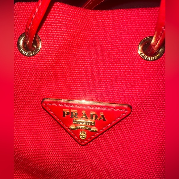 Prada mixed canvas and wicker hand or crossbody bag. - Picture 8 of 9